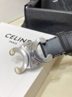 CL LARGE 30 MM TRIOMPHE BELT IN BLACK AND SILVER HARDWARE - 图片 4