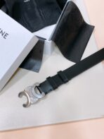 CL LARGE 30 MM TRIOMPHE BELT IN BLACK AND SILVER HARDWARE - 图片 3