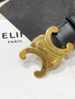 CL LARGE 30 MM TRIOMPHE BELT IN BLACK AND GOLD HARDWARE - 图片 4