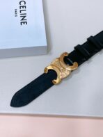 CL LARGE 30 MM TRIOMPHE BELT IN BLACK AND GOLD HARDWARE - 图片 2