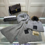 CLASSIC HAT & SCARF SET IN STEEL GRAY CASHMERE 379251 - 图片 4