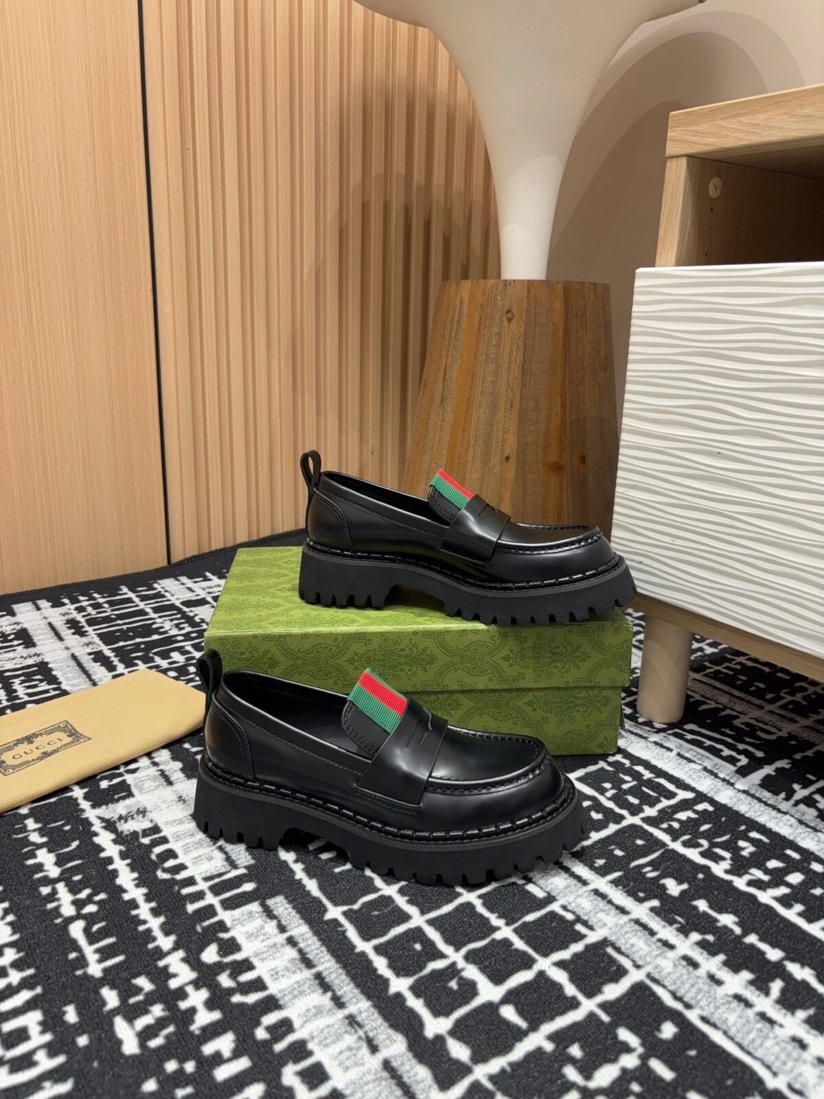 GG LOAFER WITH WEB IN BLACK CALFSKIN - 图片 6