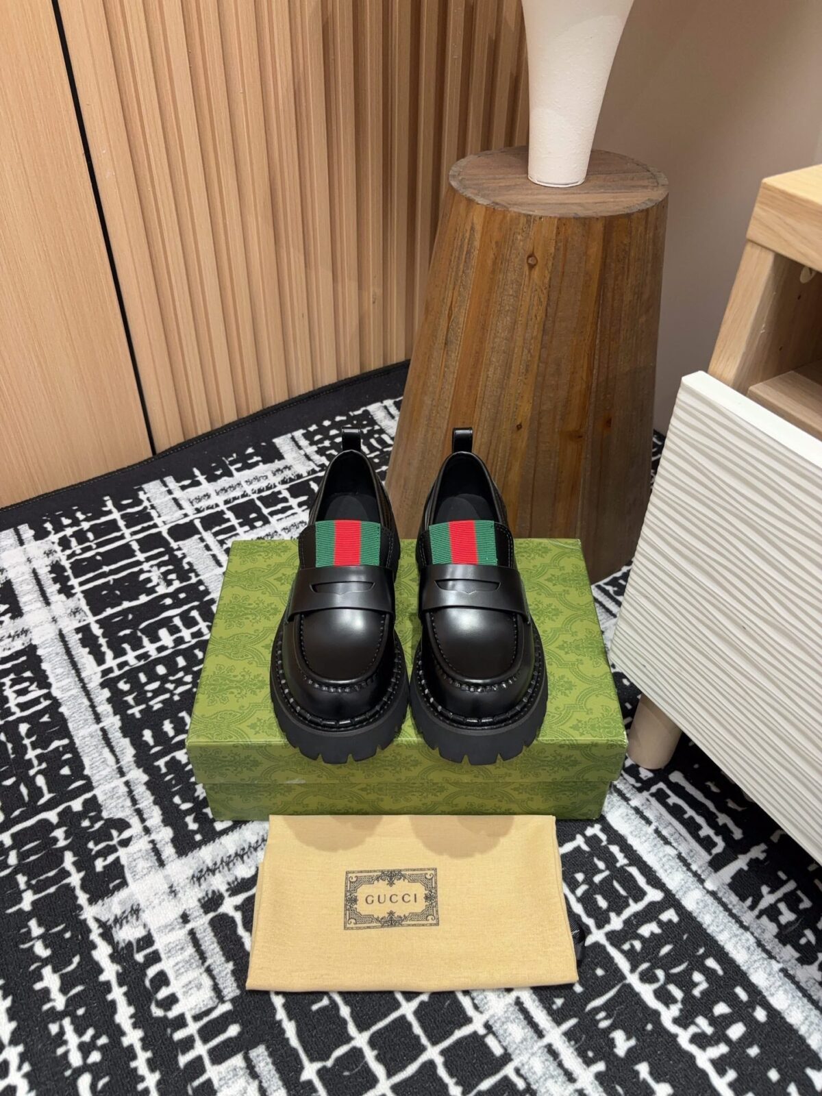 GG LOAFER WITH WEB IN BLACK CALFSKIN - 图片 8