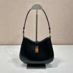 CLEO SHOULDER BAG 22 IN BLACK BRUSHED LAMBSKIN WITH CLASP CLOSURE