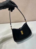 CLEO SHOULDER BAG 22 IN BLACK BRUSHED LAMBSKIN WITH CLASP CLOSURE - 图片 2