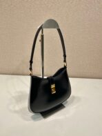 CLEO SHOULDER BAG 22 IN BLACK BRUSHED LAMBSKIN WITH CLASP CLOSURE - 图片 8