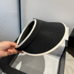 VISOR HAT MODEL 650338 IN BLACK SLUB FABRIC - 图片 8