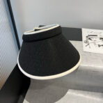 VISOR HAT MODEL 650338 IN BLACK SLUB FABRIC - 图片 2