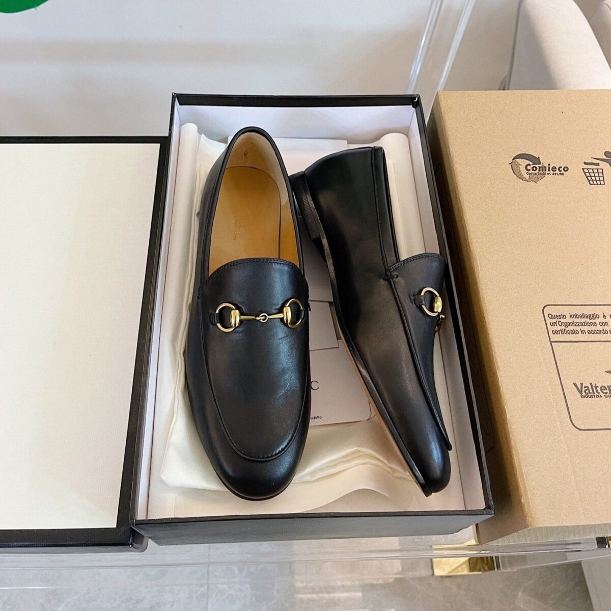 GG LOAFERS MULES BLACK BROWN SOLE - 图片 1