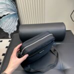CINI CROSSBODY BAG 27 IN BLACK RE-NYLON WITH STRAP - 图片 5