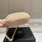 CROCHET BUCKET BAG 18 IN BEIGE WOVEN RAFFIA EMBROIDED LOGO - 图片 4
