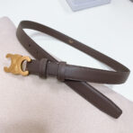 CL MEDIUM 25 MM TRIOMPHE BELT IN CHOCOLATE BROWN LEATHER GOLD HARDWARE - 图片 2