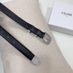 CL 25 MM MARCO BELT WITH STRASS IN BLACK CALFSKIN SILVER HARDWARE - 图片 3