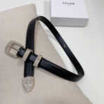 CL 25 MM MARCO BELT WITH STRASS IN BLACK CALFSKIN GOLD HARDWARE