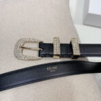 CL 25 MM MARCO BELT WITH STRASS IN BLACK CALFSKIN GOLD HARDWARE - 图片 3