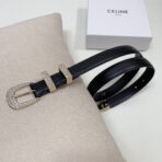 CL 25 MM MARCO BELT WITH STRASS IN BLACK CALFSKIN GOLD HARDWARE - 图片 2