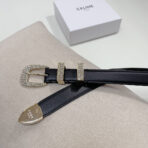 CL 25 MM MARCO BELT WITH STRASS IN BLACK CALFSKIN GOLD HARDWARE - 图片 6