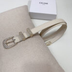 CL 25 MM MARCO BELT WITH STRASS IN WHTE CALFSKIN GOLD HARDWARE - 图片 2