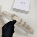 CL 25 MM MARCO BELT WITH STRASS IN WHTE CALFSKIN GOLD HARDWARE - 图片 4