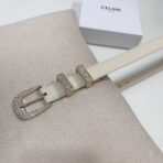 CL 25 MM MARCO BELT WITH STRASS IN WHTE CALFSKIN GOLD HARDWARE - 图片 3