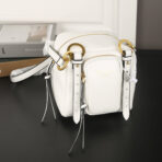 DANGLE TOP HANDLE MINI BAG 15 IN WHITE SHINY CALFSKIN - 图片 5