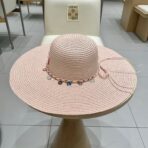 WIDE BRIM HAT MODEL 652184 IN LIGHT PINK WOVEN STRAW - 图片 3