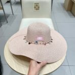 WIDE BRIM HAT MODEL 652184 IN LIGHT PINK WOVEN STRAW - 图片 2