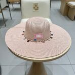 WIDE BRIM HAT MODEL 652184 IN LIGHT PINK WOVEN STRAW