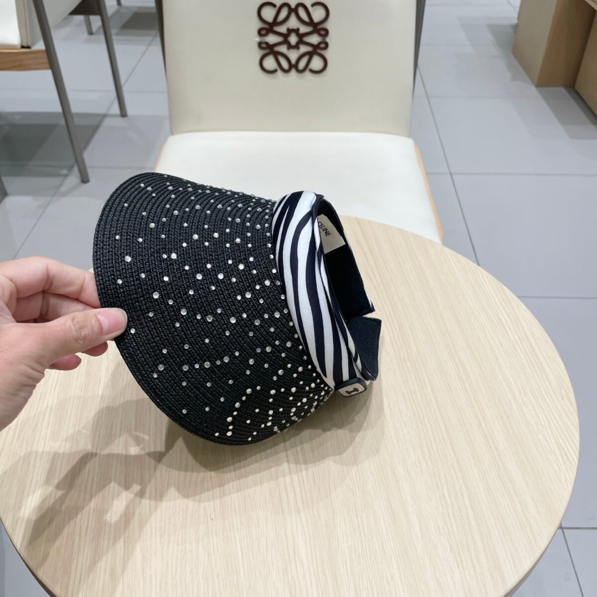 VISOR HAT MODEL 652215 IN BLACK WOVEN STRAW - 图片 5