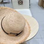 WIDE BRIM HAT MODEL 650422 IN NATURAL WITH BLACK LEATHER STRAP RAFFIA STRAW - 图片 4