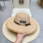 WIDE BRIM HAT MODEL 650422 IN NATURAL WITH BLACK LEATHER STRAP RAFFIA STRAW - 图片 3