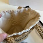 CROCHET BUCKET BAG 32 IN BROWN WOVEN RAFFIA EMBROIDED LOGO - 图片 2