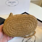 CROCHET BUCKET BAG 32 IN BROWN WOVEN RAFFIA EMBROIDED LOGO - 图片 4