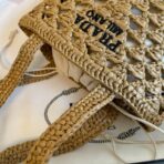 CROCHET BUCKET BAG 32 IN BROWN WOVEN RAFFIA EMBROIDED LOGO - 图片 7