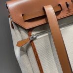 HERBAG A DOS ZIP RETOURNE BACKPACK 29 IN OFF-WHITE CANVAS AND BROWN CALFSKIN - 图片 6