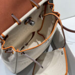 HERBAG A DOS ZIP RETOURNE BACKPACK 29 IN OFF-WHITE CANVAS AND BROWN CALFSKIN - 图片 2
