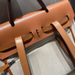 HERBAG A DOS ZIP RETOURNE BACKPACK 29 IN OFF-WHITE CANVAS AND BROWN CALFSKIN - 图片 9