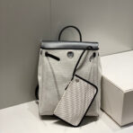 HERBAG A DOS ZIP RETOURNE BACKPACK 29 IN OFF-WHITE CANVAS AND BLACK CALFSKIN - 图片 3