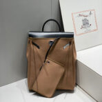 HERBAG A DOS ZIP RETOURNE BACKPACK 29 IN BROWN CANVAS AND BLACK CALFSKIN - 图片 3