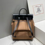 HERBAG A DOS ZIP RETOURNE BACKPACK 29 IN BROWN CANVAS AND BLACK CALFSKIN - 图片 2