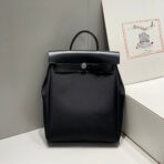 HERBAG A DOS ZIP RETOURNE BACKPACK 29 IN BLACK CANVAS AND CALFSKIN - 图片 2