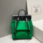 HERBAG A DOS ZIP RETOURNE BACKPACK 29 IN GREEN CANVAS AND BLACK CALFSKIN - 图片 5