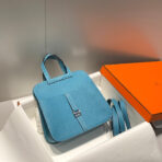 HALZAN 25 HANDLE BAG IN FOUNTAIN BLUE GRAINED CALFSKIN - 图片 3