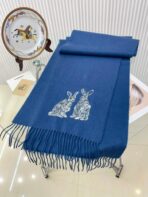 HARE WOOL CASHMERE SCARF 180 CM COBALT BLUE 376428 - 图片 6