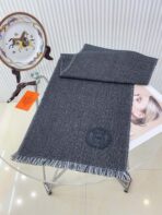 GRANITE MUFFLER 180 CM SCARF IN MARINE MIX BLEU MOYEN CASHMERE - 图片 2