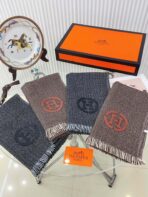 GRANITE MUFFLER 180 CM SCARF IN MARINE MIX BLEU MOYEN CASHMERE - 图片 9