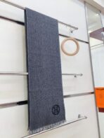 GRANITE MUFFLER 180 CM SCARF IN MARINE MIX BLEU MOYEN CASHMERE - 图片 3