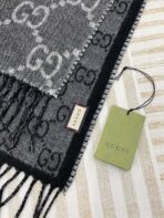 GG JACQUARD WOOL SCARF BLACK 398285 - 图片 6