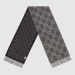 GG JACQUARD WOOL SCARF BLACK 398285 - 图片 4