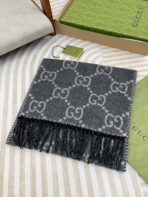 GG JACQUARD WOOL SCARF BLACK 398285 - 图片 3